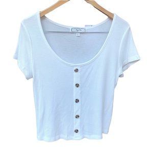 NWT Hippie Rose Cropped Scoop Neck Faux Button Front Top Large